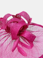 Accessorize Pink Woven Bow Feather Disc Fascinator Hat - Image 3 of 3