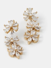 Accessorize White Crystal Flower Drop Earrings - Image 1 of 2