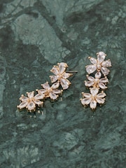 Accessorize White Crystal Flower Drop Earrings - Image 2 of 2