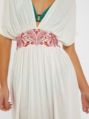 Accessorize Palm besticktes Kaftan-Kleid mit Fransen - Bild 2 von 4