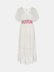 Accessorize Palm besticktes Kaftan-Kleid mit Fransen - Bild 4 von 4