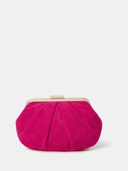Accessorize Pink Pleated Suedette Clutch Bag - Image 1 of 3