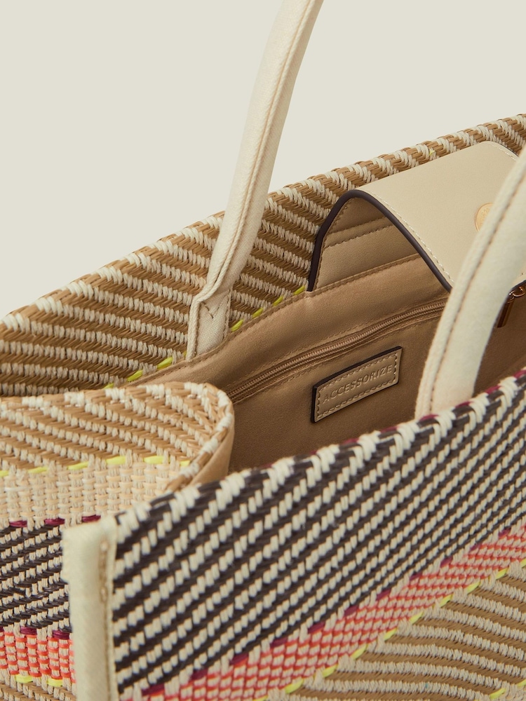 Accessorize Woven Stripe Tote Bag - Imagen 2 de 3 Accessorize Woven Stripe Tote Bag - Imagen 2 de 3