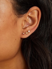 Accessorize 14ct Pearl Flower Stud Earrings 3 Pack - Slika 2 iz 2