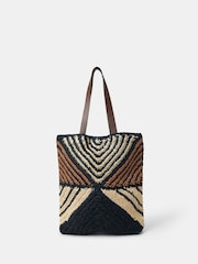 Accessorize Black Mix Raffia Tote Bag - Image 1 of 3