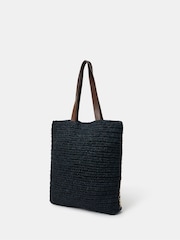 Accessorize Black Mix Raffia Tote Bag - Image 2 of 3