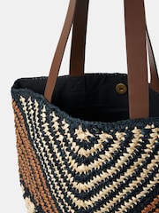 Accessorize Black Mix Raffia Tote Bag - Image 3 of 3