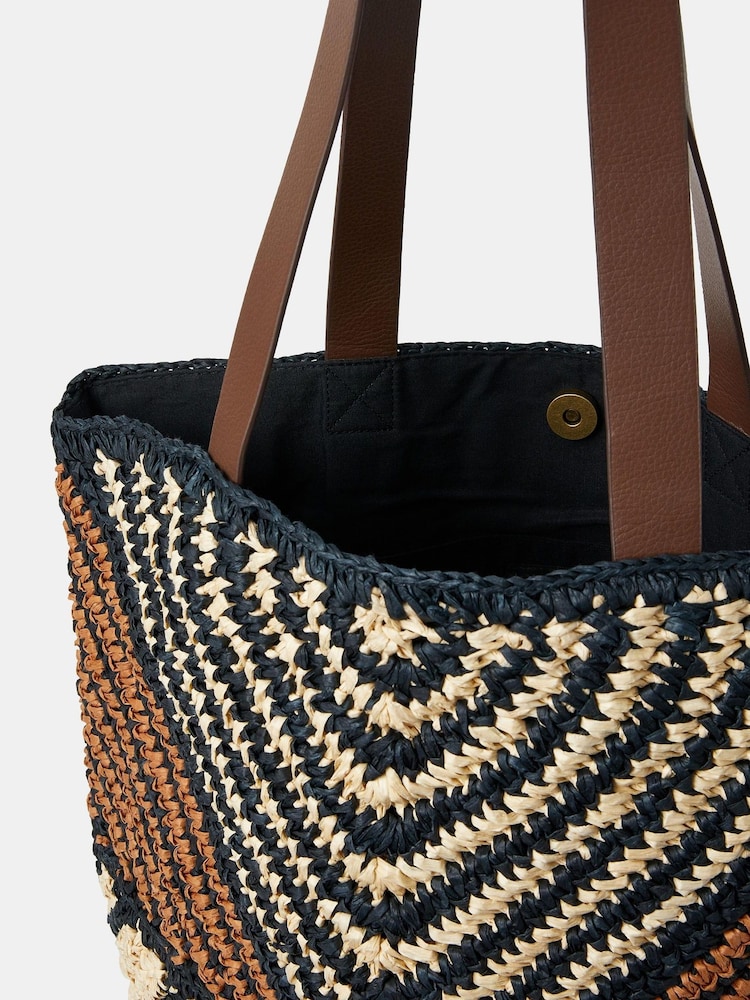 Accessorize Black Mix Raffia Tote Bag - Image 3 of 3