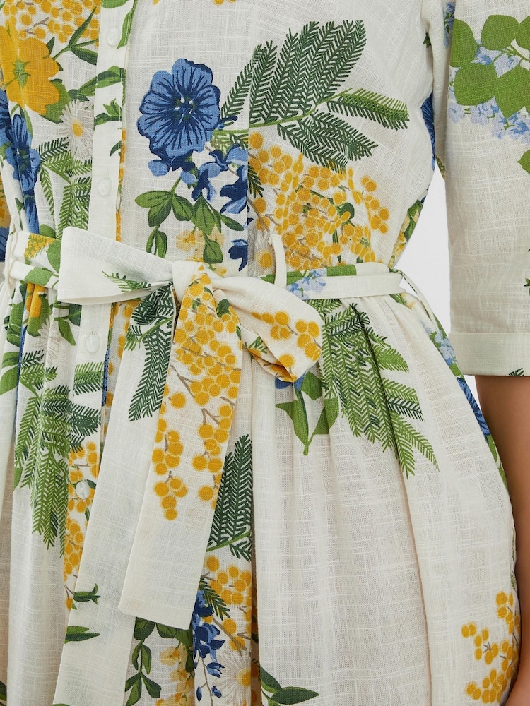 Accessorize Green Floral Print Maxi Shirt 100% Cotton Dress - Image 4 of 4