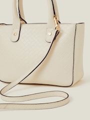 Accessorize Cream Mini Woven Faux Leather Handbag - Image 2 of 3
