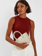 Accessorize Cream Mini Woven Faux Leather Handbag - Image 3 of 3