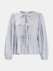 Accessorize Blue Stripe Tie-Front Blouse - Image 3 of 3