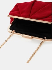 Accessorize Red Pleated Suedette Clutch Bag - Image 2 of 2