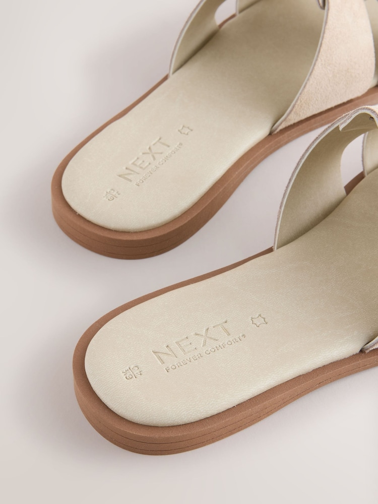 Neutral Taupe Suede Standard/Wide Fit Forever Comfort® Slot Mule Sandals - Image 5 of 5