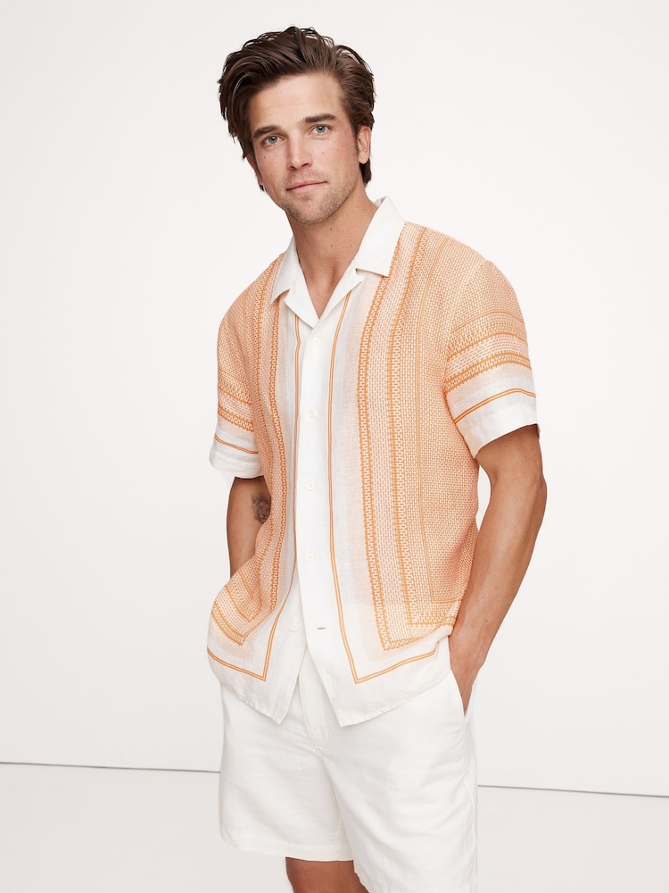 Banana Republic Orange Standard-Fit Linen Resort Shirt - Image 1 of 1