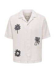 Only & Sons White Embroidery Abstract Shirt - Image 1 of 2