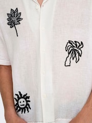 Only & Sons White Embroidery Abstract Shirt - Image 4 of 6