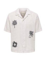 Only & Sons White Embroidery Abstract Shirt - Image 5 of 6