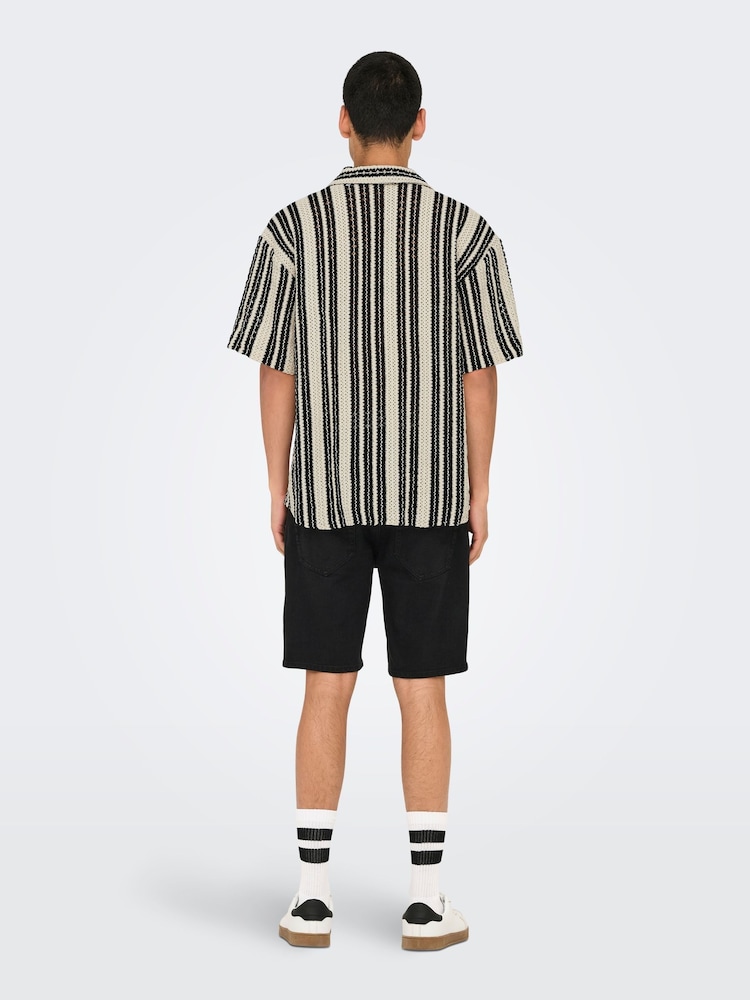 Only & Sons Black Crochet Short Sleeve Summer Shirt - Image 2 of 4 Only & Sons Black Crochet Short Sleeve Summer Shirt - Image 2 of 4