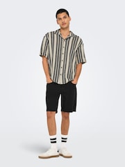 Only & Sons Black Crochet Short Sleeve Summer Shirt - Image 4 of 7