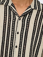 Only & Sons Black Crochet Short Sleeve Summer Shirt - Image 5 of 7