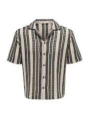 Only & Sons Black Crochet Short Sleeve Summer Shirt - Image 6 of 7