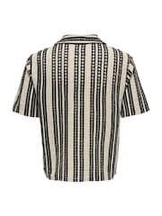 Only & Sons Black Crochet Short Sleeve Summer Shirt - Image 7 of 7