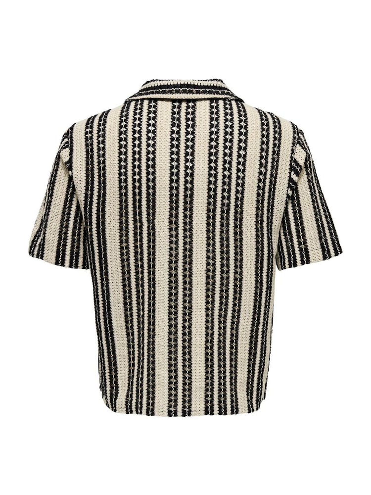 Only & Sons Black Crochet Short Sleeve Summer Shirt - Image 7 of 7