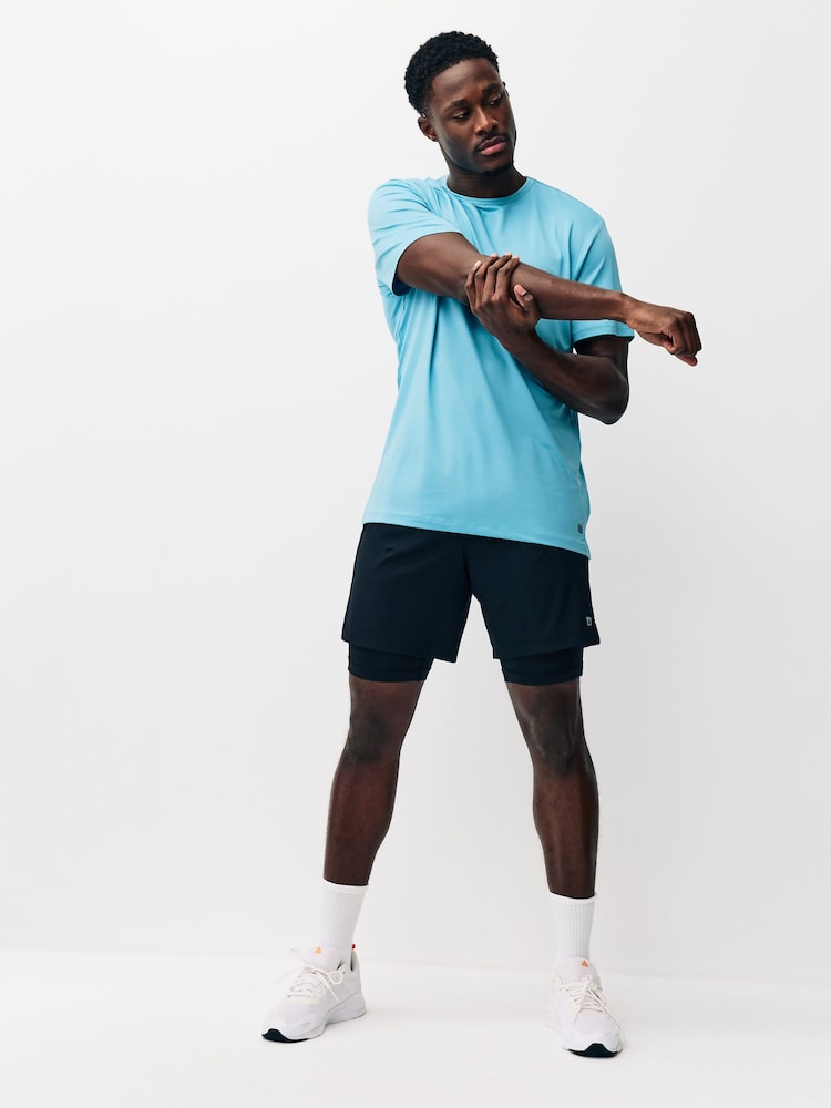 Light Blue Short Sleeve Tee Active Gym Training Top - Image 2 of 10