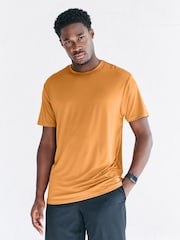 Ochre Yellow Short Sleeve Tee Active Gym Training Top - Image 1 of 10