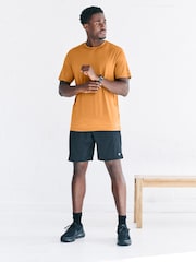 Ochre Yellow Short Sleeve Tee Active Gym Training Top - Image 3 of 10