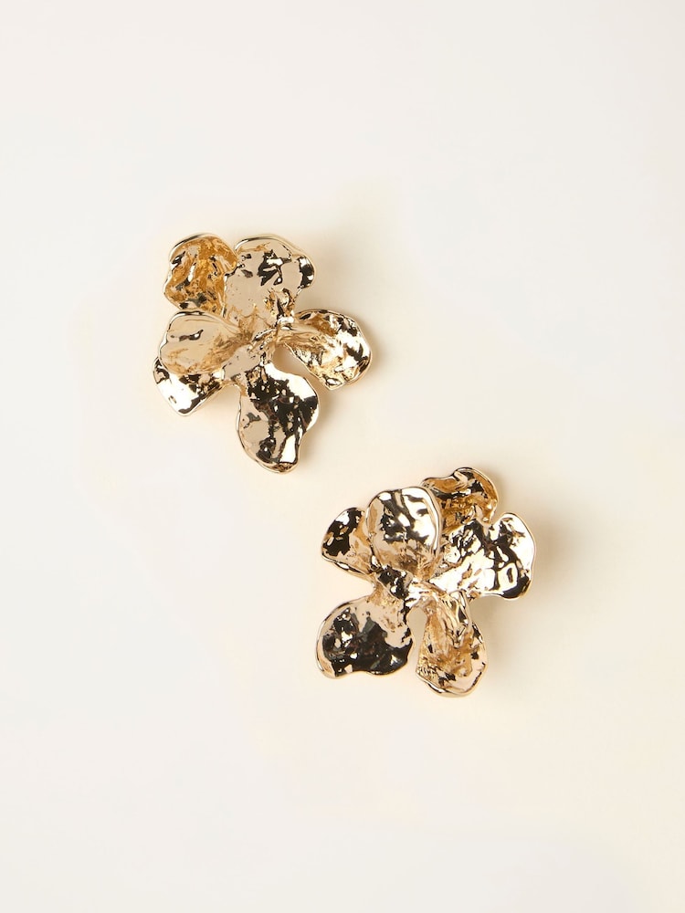 FatFace Gold Tone Large Flower Earrings - Image 1 of 2 FatFace Gold Tone Large Flower Earrings - Image 1 of 2