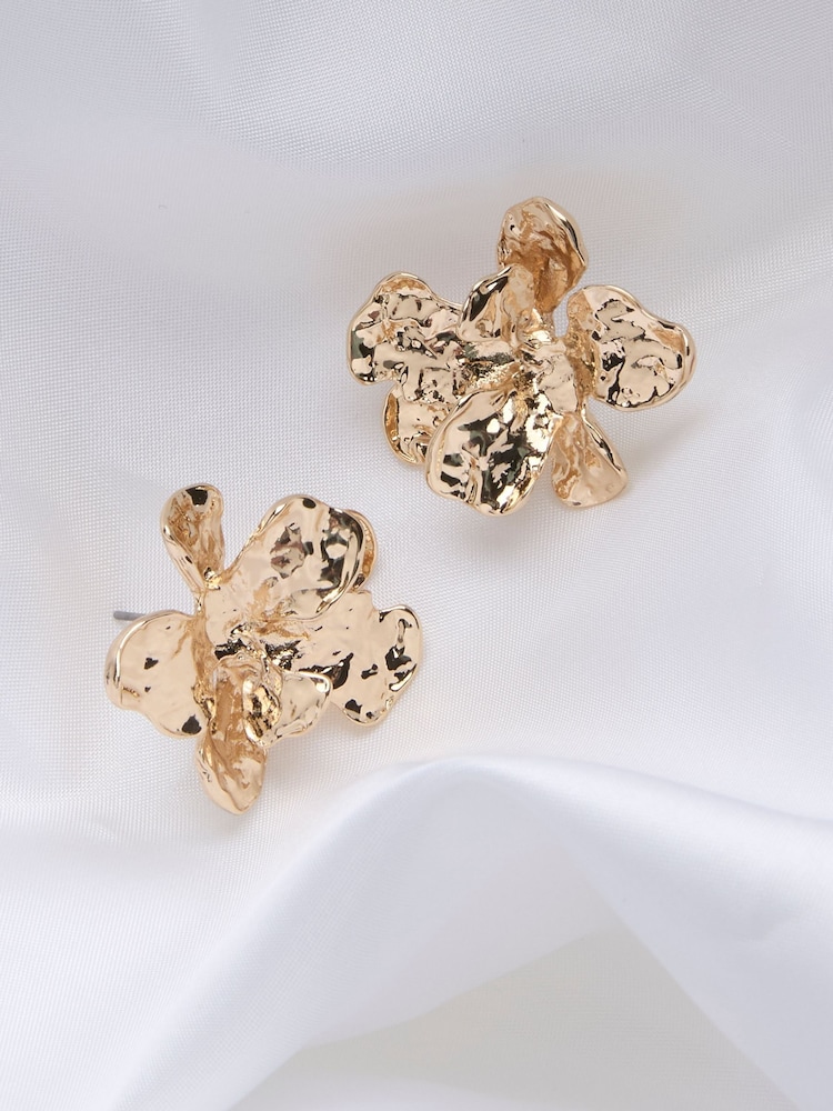 FatFace Gold Tone Large Flower Earrings - Image 2 of 2 FatFace Gold Tone Large Flower Earrings - Image 2 of 2