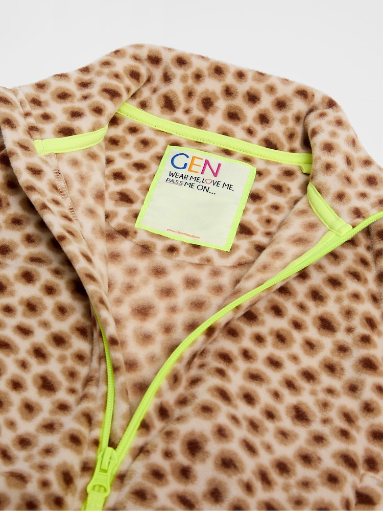 GEN Brown Printed Zip Fleece - Image 4 of 5
