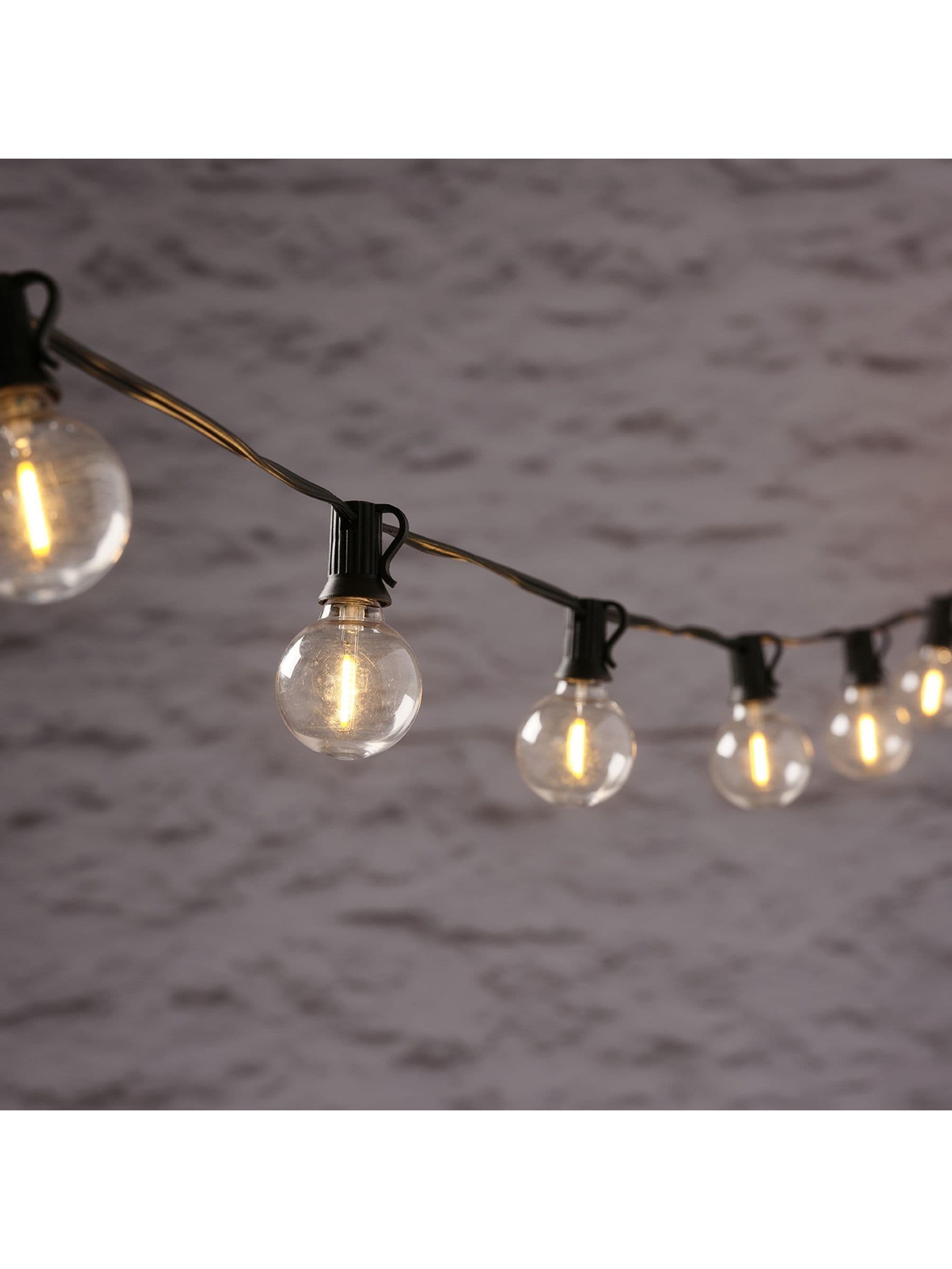 Lights4fun Warm White 20 LED Festoon Lights with Mini Stakes