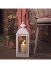 Lights4fun White Set of Two White Metal Truglow LED Candle Lanterns - Image 1 of 3