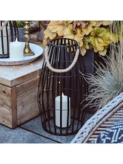 Lights4fun Black Set of Two Black Metal Truglow LED Candle Lanterns - Image 1 of 4