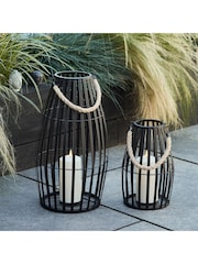 Lights4fun Black Set of Two Black Metal Truglow LED Candle Lanterns - Image 2 of 4