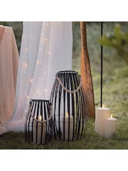 Lights4fun Black Set of Two Black Metal Truglow LED Candle Lanterns - Image 3 of 4
