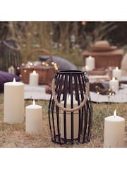 Lights4fun Black Set of Two Black Metal Truglow LED Candle Lanterns - Image 4 of 4