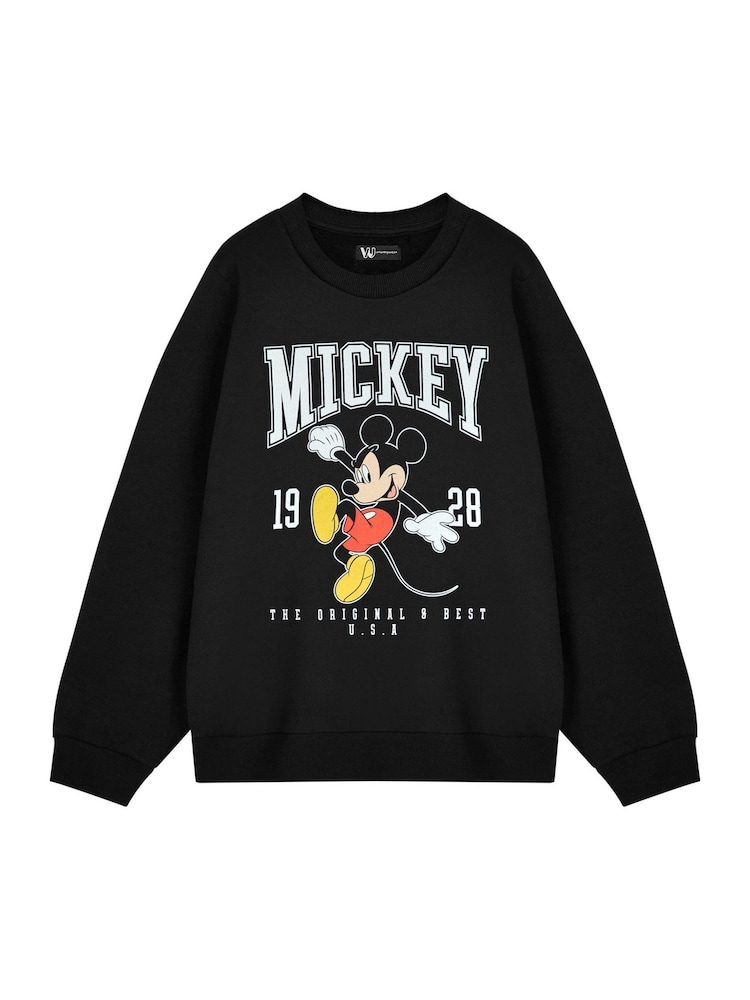 Vanilla Underground Black Womens Disney Mickey Mouse 100% Cotton  Sweatshirt - Image 1 of 6