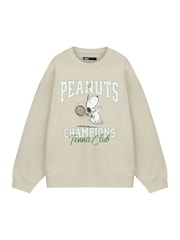 Vanilla Underground Brown Unisex Peanuts Snoopy 100% Cotton Sweatshirt - Image 1 of 6