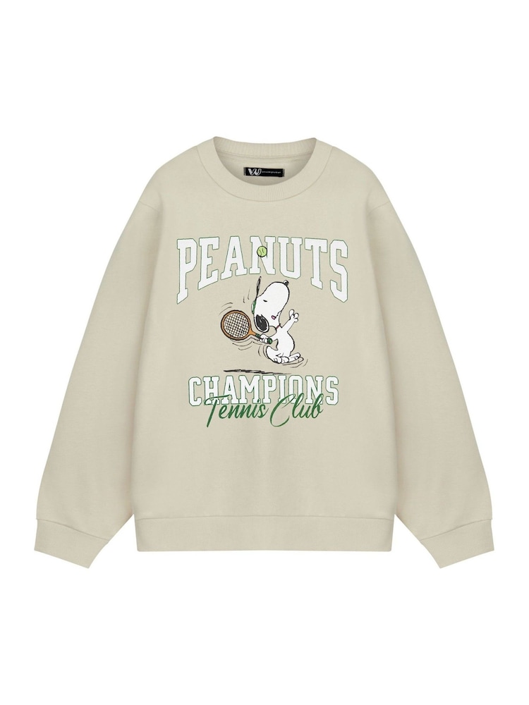 Vanilla Underground Brown Unisex Peanuts Snoopy 100% Cotton Sweatshirt - Image 1 of 6