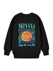 Vanilla Underground Black Unisex Kids Nirvana 100% Cotton Sweatshirt - Image 1 of 6