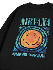 Vanilla Underground Black Unisex Kids Nirvana 100% Cotton Sweatshirt - Image 3 of 6