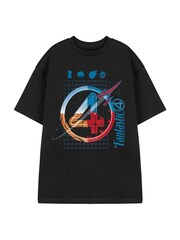 Vanilla Underground Black Mens Marvel Fantastic Four 100% Cotton Short Sleeve T-Shirt - Image 1 of 4