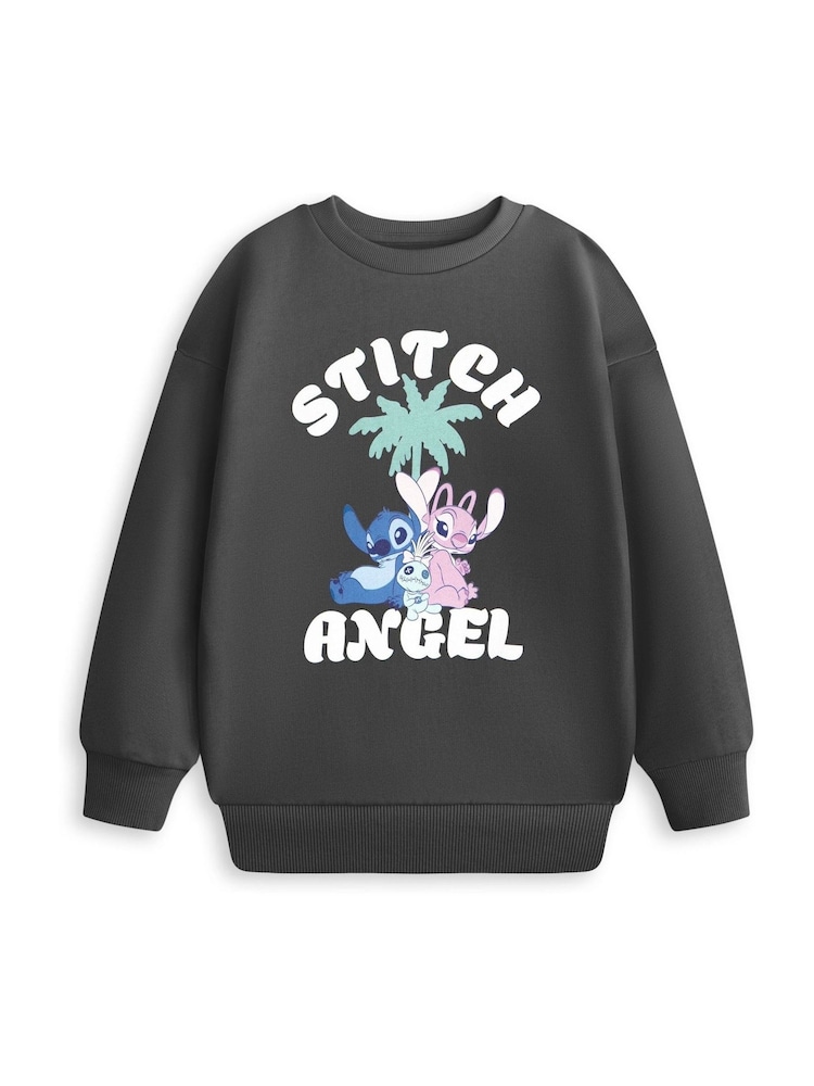 Vanilla Underground Grey Girls Disney Lilo and Stitch 100% Cotton Sweatshirt - Image 1 of 6