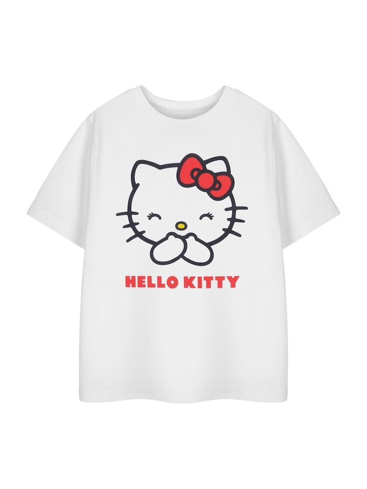 Vanilla Underground White Girls Hello Kitty Short Sleeved 100% Cotton T-Shirt - Image 1 of 6 Vanilla Underground White Girls Hello Kitty Short Sleeved 100% Cotton T-Shirt - Image 1 of 6