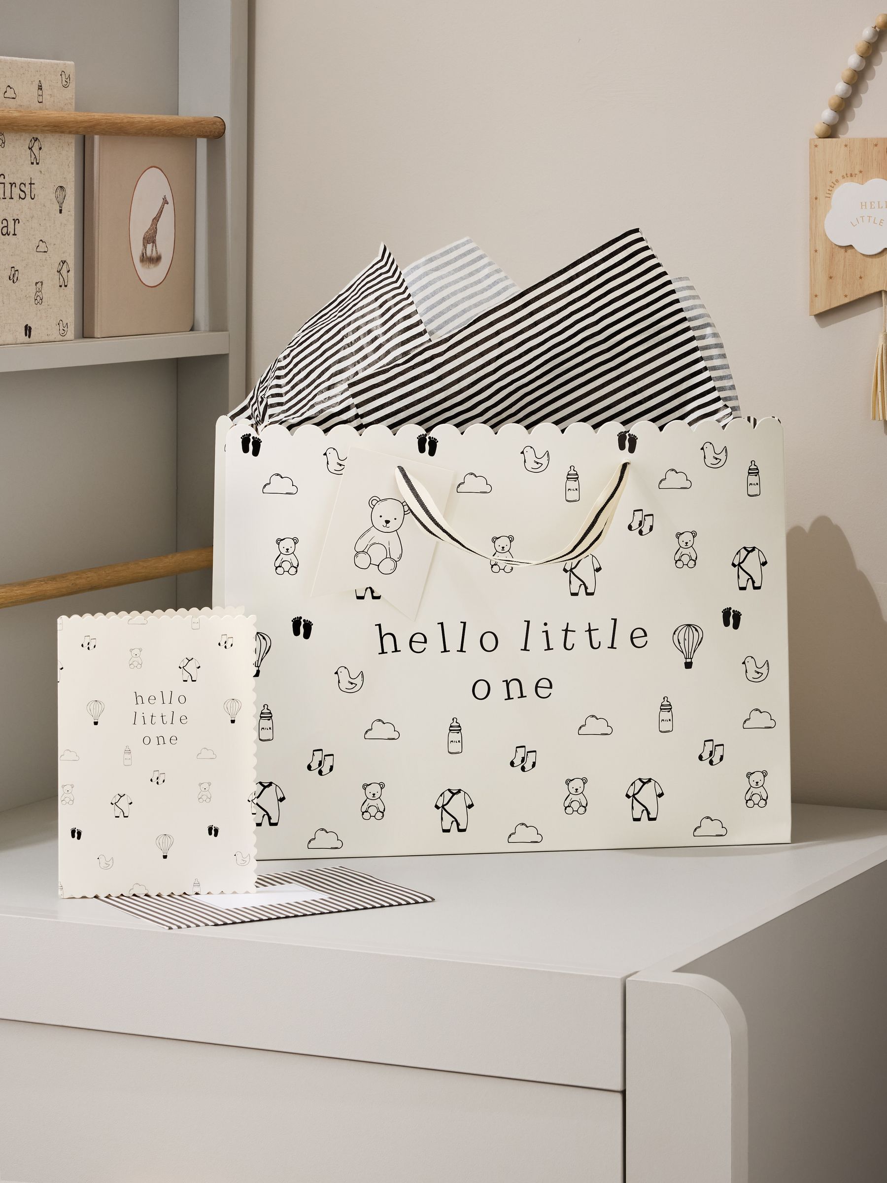 Buy Monochrome Baby Icons Gift Bag and Card Set from the Next UK