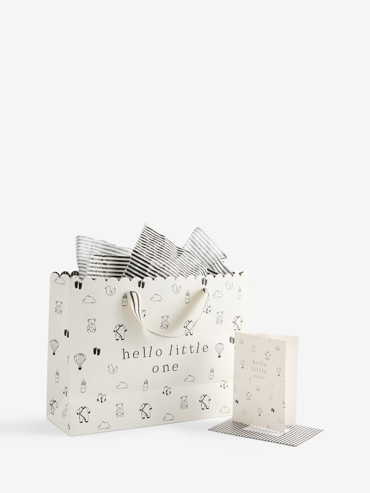 Monochrome Baby Icons Gift Bag and Card Set - Image 1 of 1 Monochrome Baby Icons Gift Bag and Card Set - Image 1 of 1